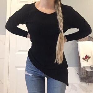 Armani Jeans | Wool Blend Black Asymmetrical Sweater